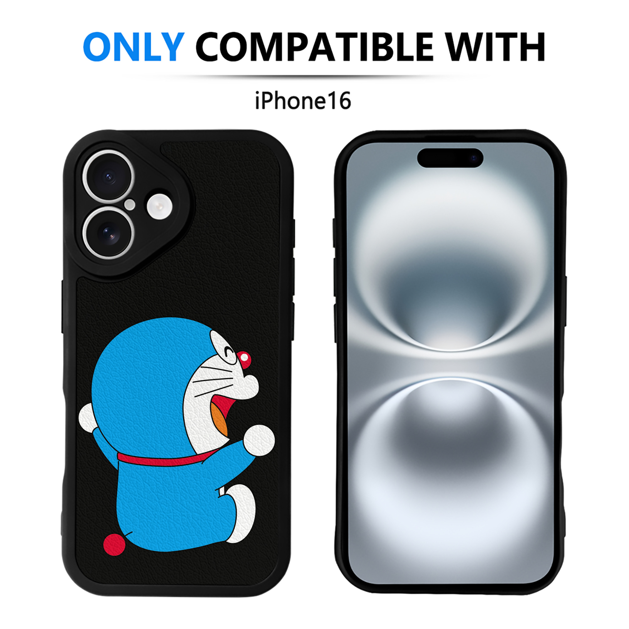 （画像用） ドラえもん Doraemon 【iPhone 16シリーズ対応】シリコンスマホケース（レザー調） 材質：シリコン